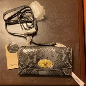 Clark’s Black Snakeskin clutch; Brand New